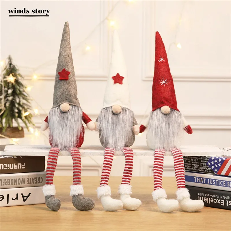 

2019 Christmas Faceless Doll Ornament Nordic Land God Santa Claus Hanging Legs Plush Dolls Christmas Decoration Kids Gift