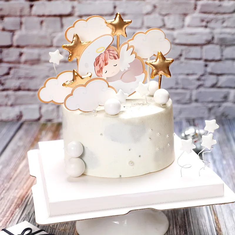 1 компл. Ангел луна звезды тема ребенка первый день рождения торт Топпер один торт украшение Baby Shower Дети вечерние принадлежности