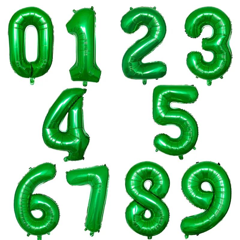 32 дюйма шара с цифрой на возраст 1, 2, 3, 4, 5, количество цифр наполненные гелием шары Baby Shower День рождения Свадьба Декор шарики принадлежности - Цвет: Зеленый