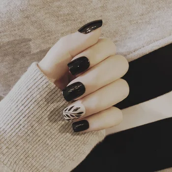 

24Pcs/Set Fashion Square Head press on nails short Light Therapy fake nails with glue Full Cover DIY halloween fake nails tips