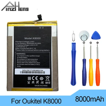 

PINZHENG Phone Battery For Oukitel K8000 Batterie 8000mAh Real Capacity Replacement Batteries With Free Tools