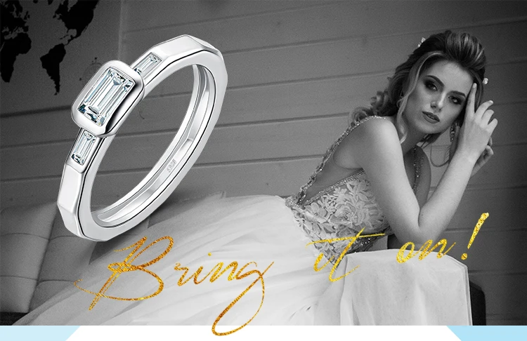 JewelryPalace многоугольные 0.4ct Radient вырезать кубический Zirconi свадебное обещание Свадебные Обручение пасьянс кольцо 925 St