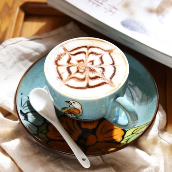 

3pcs/set Classical Ceramic Coffee Cup Fine Bone China Coffee Cup Cafe Bar Supplies Embossed Personality Breakfast Cup