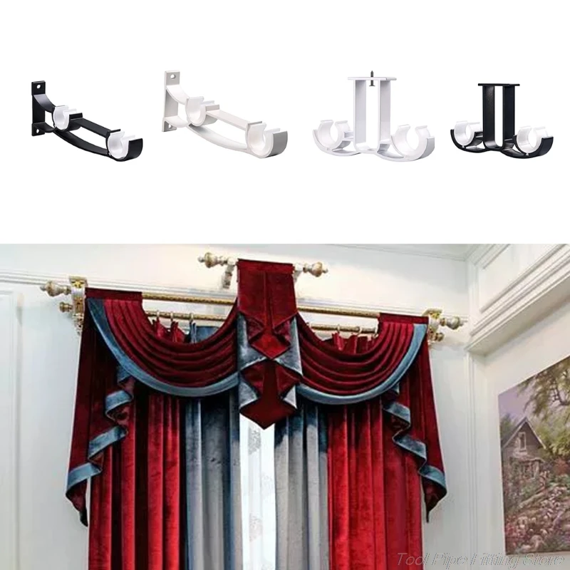 더블 커튼 로드 브래킷, 윈도우 하드웨어 홀더, 홈 데코, 사이드 탑 장착, 쉬운 설치, M25 21, 생산자 직배송, 1 개