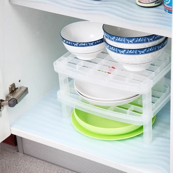 

2 Layers Dish Plate Storage Organizer Transparent Antibacterial Vertical Dish Rack Creative Kitchen Rack Space-Saving Convenient