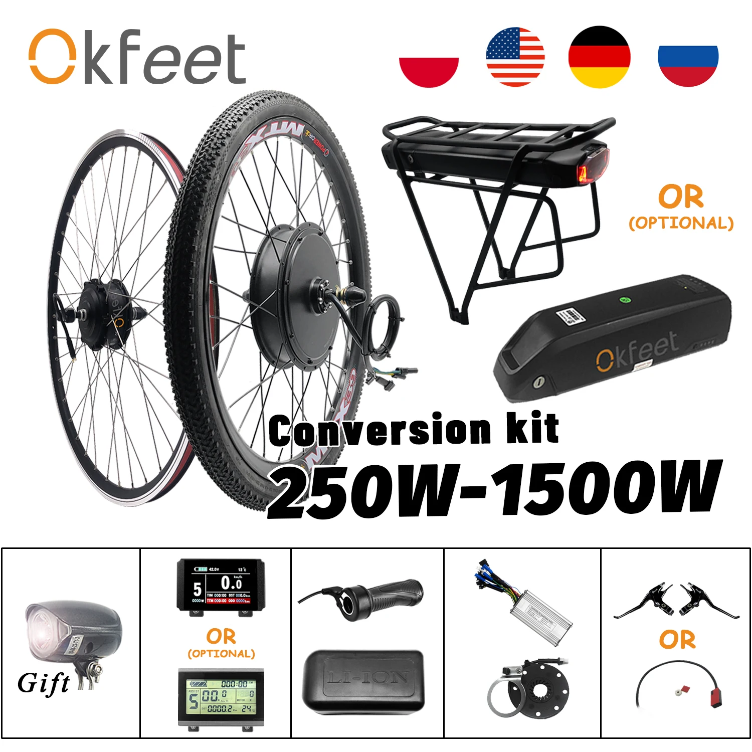 US $427.00 2020 eBike Kit Motor Wheel Hub Motor 48V 500W 1000W 1500W 36V 250W Electric e Bike Bicycle Conversion Kit with Battery