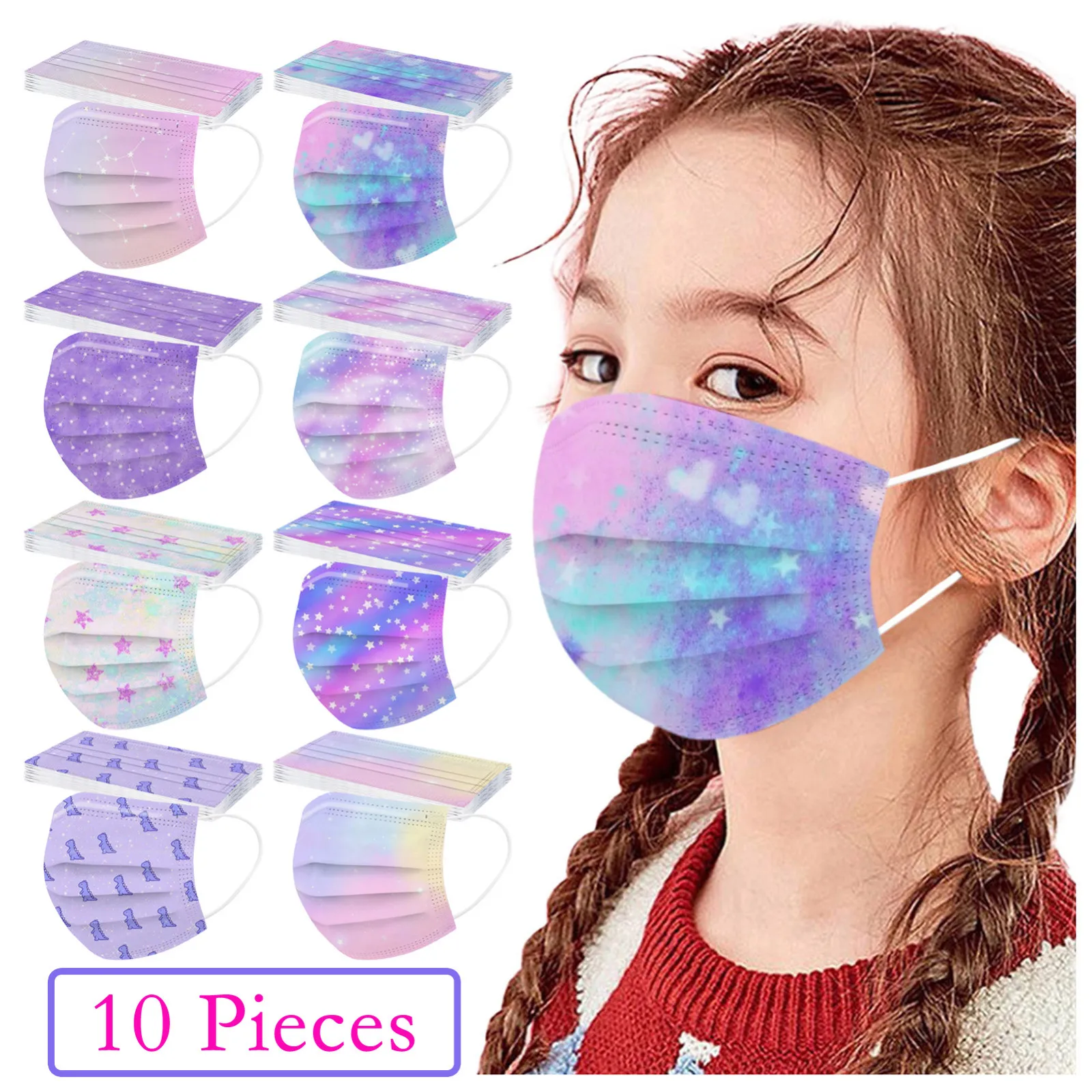 10/20PCS Children Gradient Star Printed Three-Layer Outdoor Dust-Proof Disposable mascarilla Monder Scarf Halloween Cosplay MasK |
