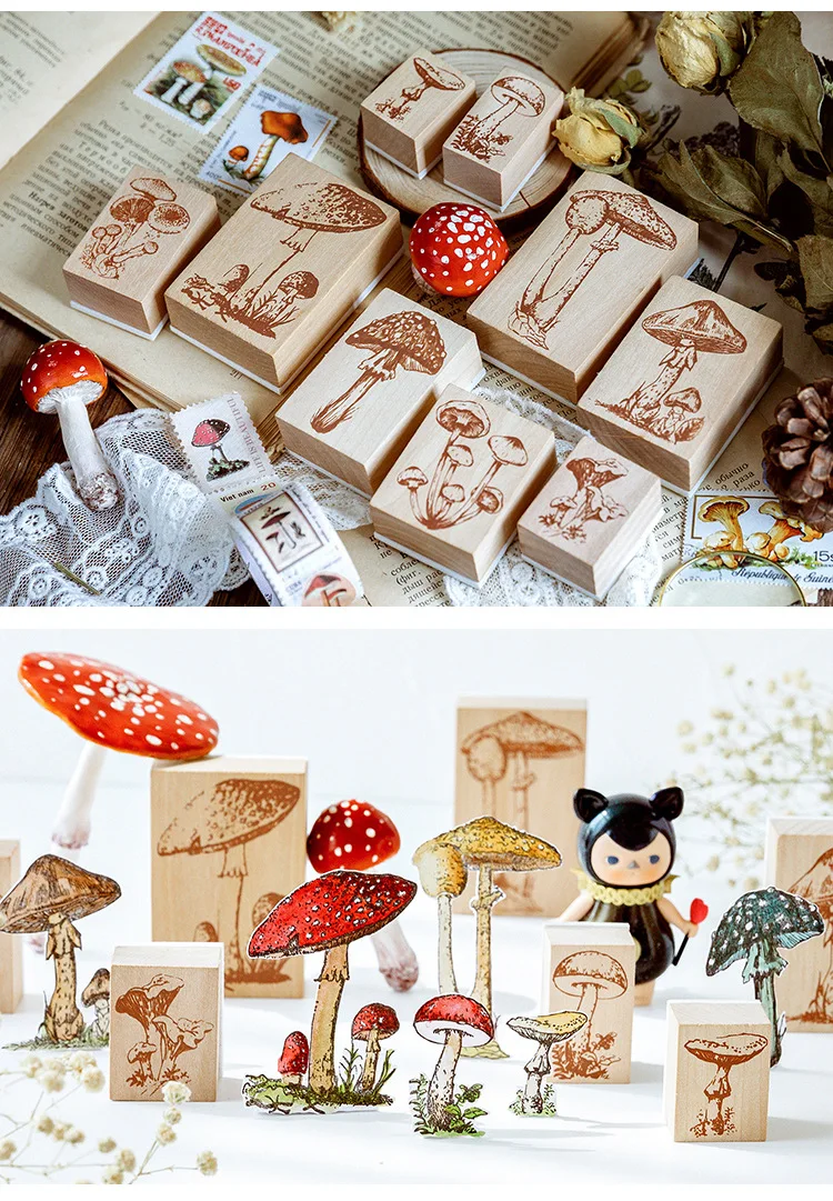 Милый гриб коллекция серии украшения штамп деревянные и резиновые штампы для скрапбукинга канцелярские принадлежности DIY ремесло