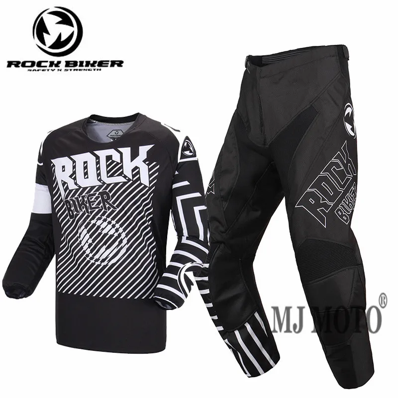 Фирменная Новинка, майка для мотокросса и штаны MTB DH MX gear Moto, комбинированный костюм для езды на мотоцикле, комплект одежды для езды на мотоцикле - Цвет: Черный