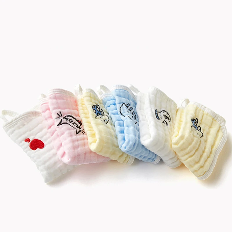  5pcs/pack Saliva Towel Infant Gauze Small Square Towel Newborn Baby Cute Cartoon Breathable Soft Ha