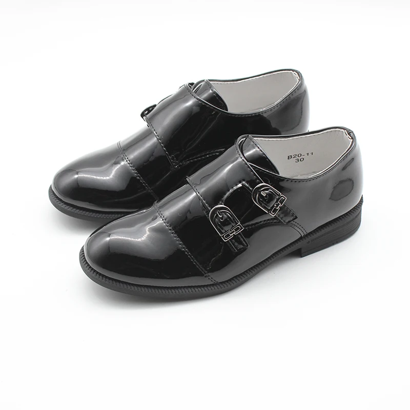 Monk-Strap Black Shoes School-Uniform Wedding-Communion-Prom Kids Formal Boys Little/big