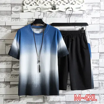 

2020 New Summer Men's casual Sports T-shirt five-point Shorts Set sportswear Tracksuit Male men Clothing Plus Size