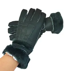 Перчатки из натуральной кожи Зимние перчатки Для женщин перчатки из натуральной овечьей кожи кашемира меха теплые перчатки Дамы Полный