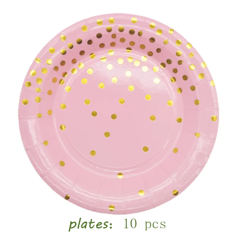 10pcs plates Белое золото фольги бумажные тарелки и соломки Свадебные украшения приглашения одноразовые посуда День Рождения украшения для взрослых - Цвет: 10pcs plates