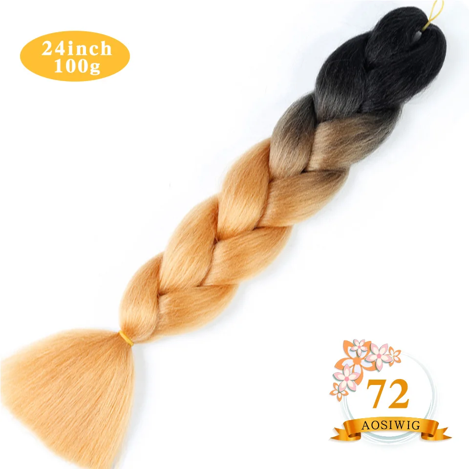 #530 AOSIWIG 2" Ombre Jumbo синтетические плетеные волосы крючком 100 г/упак. афро оптом розовый синий фиолетовый синтетические волосы - Цвет: #530