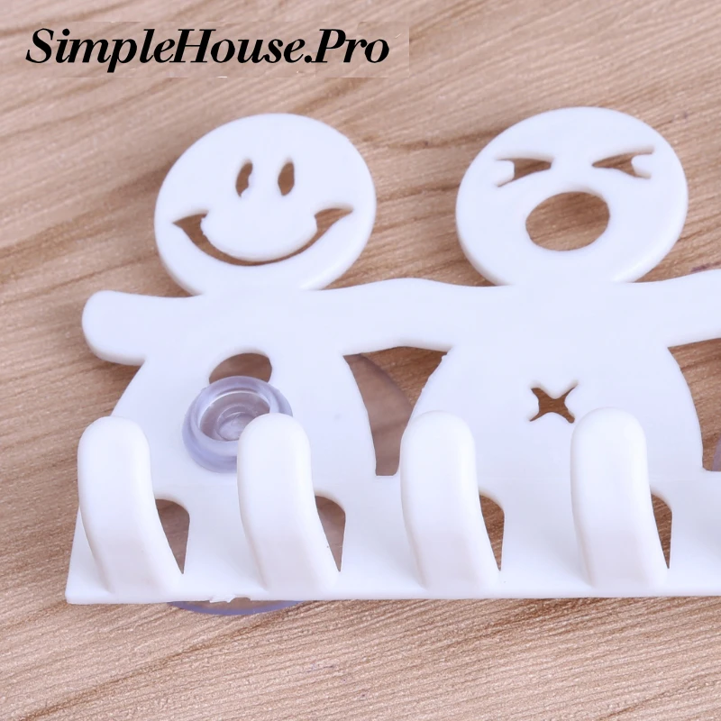 1Pc Toothbrush Holder Wall Mounted Suction Cup 5 Position Cute Cartoon Smile Bathroom Sets | Обустройство дома