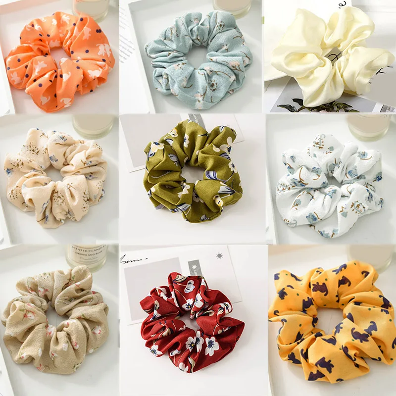 

Sale 2019 Chiffon Women Hair rope hair Scrunchies Cat flower Girls Ponytail Holder Tie Rubber Bands Hair Styling Accessories
