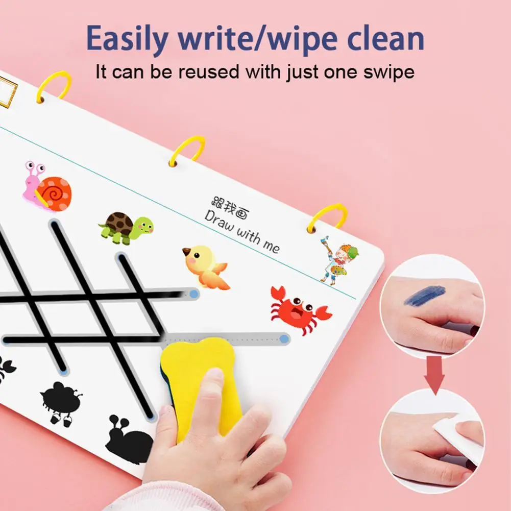 Atividades de Aprendizagem para Crianças Mágica Traçando Workbook Reutilizável Caligrafia Copybook Prática Desenho Livro Criança Brinquedo 7 Mágica traçando workbook reutilizável caligrafia copybook prática
