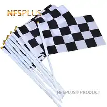 

10 Piece/Lot Checkered Flag F1 Racing 14x21cm Polyester Printed Hand Waving Flags and Banners for Decoration Celebration Party