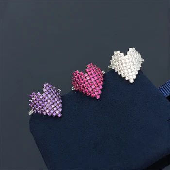

cheny s925 sterling silver new mosaic heart-shaped ring female French light luxury banquet style Valentine's Day gift
