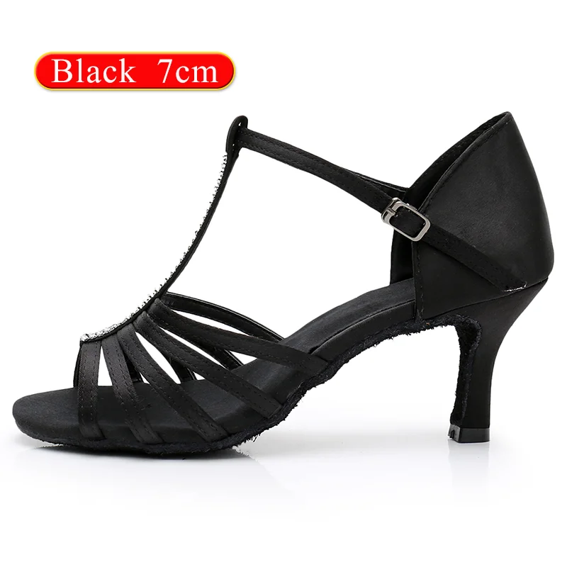 Black 7cm DIPLIP/Новинка; женская обувь для танцев; обувь для танго, бальных танцев, латинских танцев, сальсы, танцев для женщин; Лидер продаж; Танцевальная обувь с мягкой подошвой - Color: Black 7cm