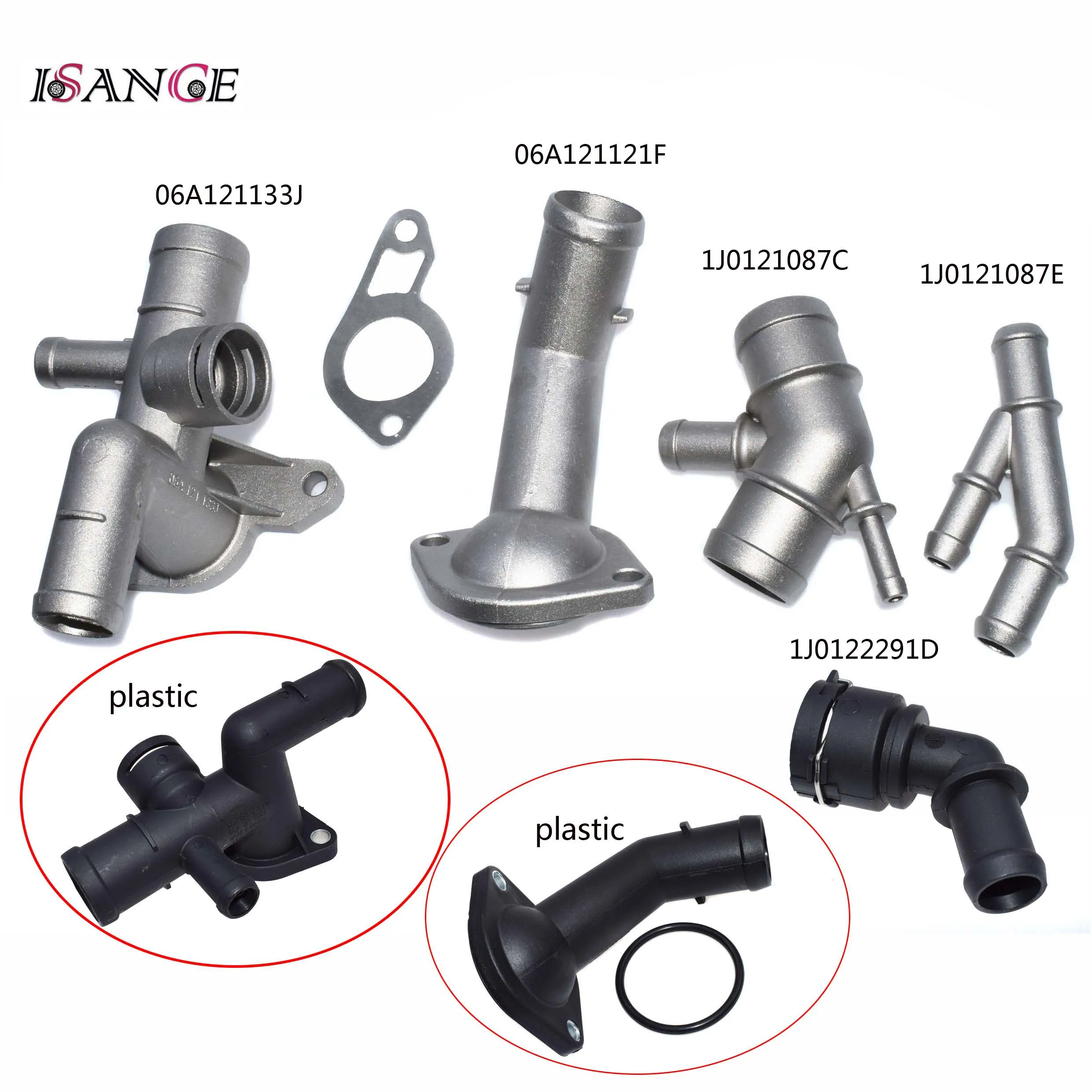 Isance Aluminum Thermostat Radiator Water Outlet Hose Connector Coolant