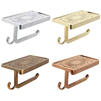 

Xueqin Wall Mounted Phone Tissue Paper Book Holder Antique Carving Bathroom Toilet Roll Paper Holder Rack Shelf Euopean