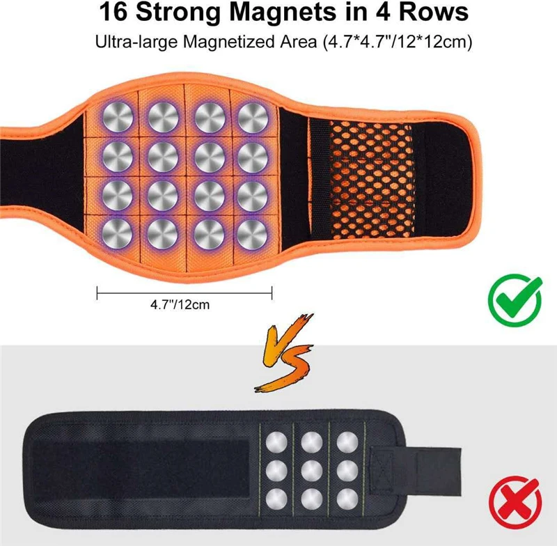 Magnetic Wrist Straps Winded Thumb Fixed Wristbands 16 Strong Magnet Electrician Wrist Tool Belt Suction Screws Nails Drill Bit best tool chest