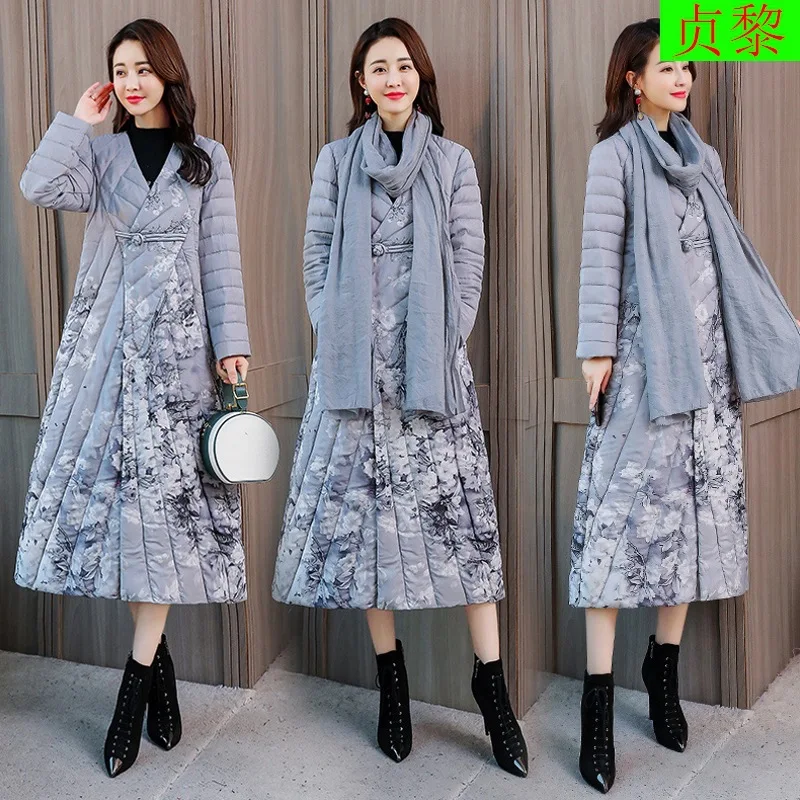 

2018 Winter New Style Dongdaemun over-the-Knee Cotton-padded Clothes Exta-long Waist Hugging Coat Slimming to Ankle Cotton Coat