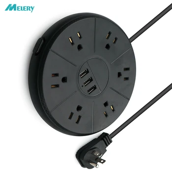 

Multiple Power Strip Electric Surge Protector 6 US Plug Outlets with 3 USB Extension Sockets Switch Overload Protection 2m Cord