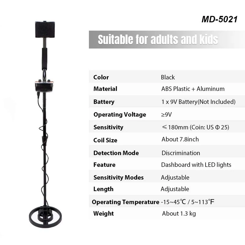 Дизайн металлоискатель MD-5021 маленький и портативный высокочувствительный золотоискатель Охотник за сокровищами цветной металлодетектор
