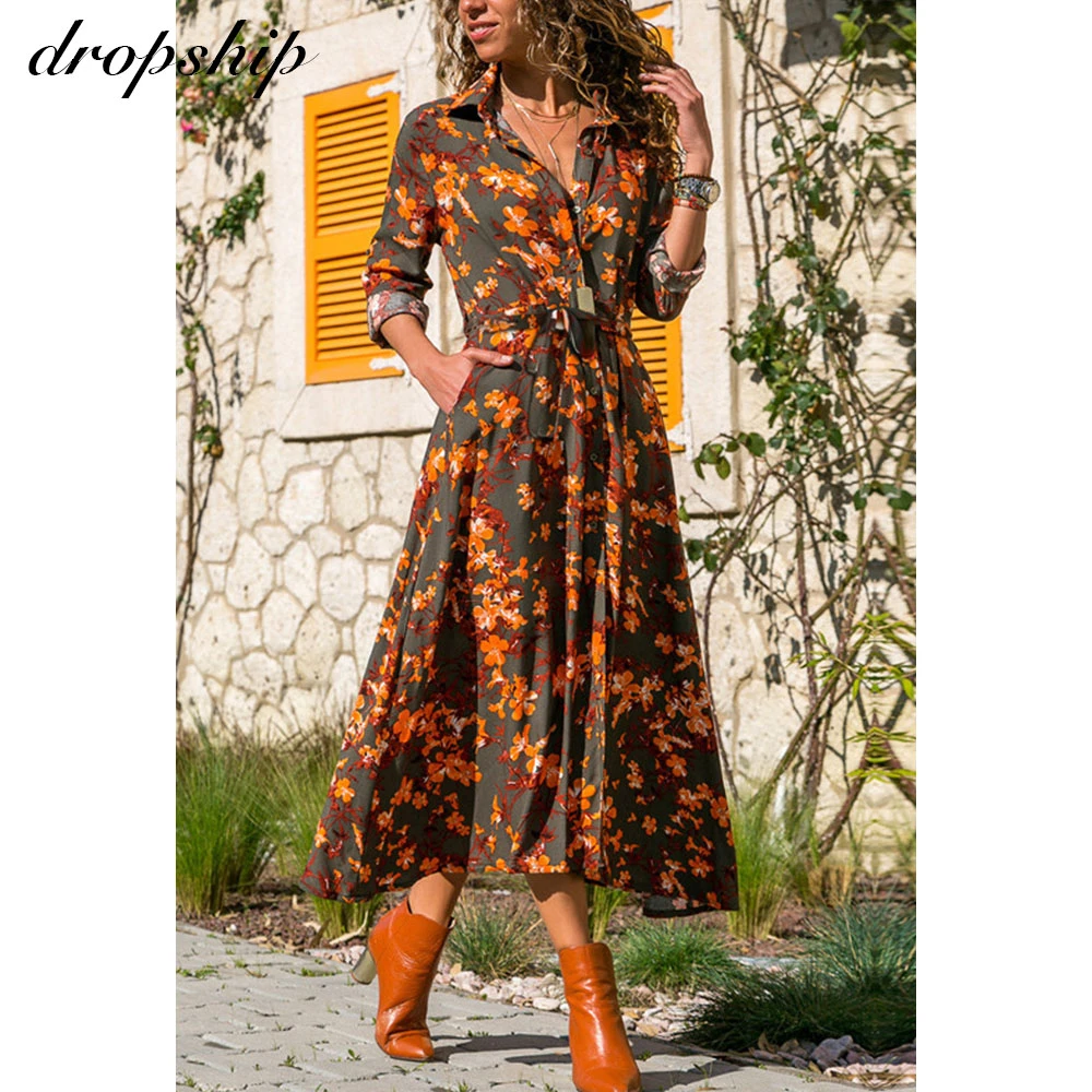 Женское длинное платье с цветочным принтом, летнее платье большого размера с запахом, 2020|Платья|   | АлиЭкспресс