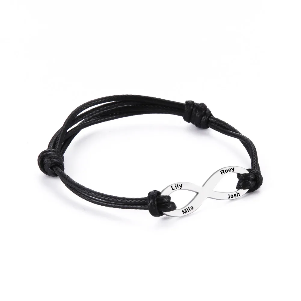 Black & White Matching Infinity Braided Bracelets for Couples - Auswara