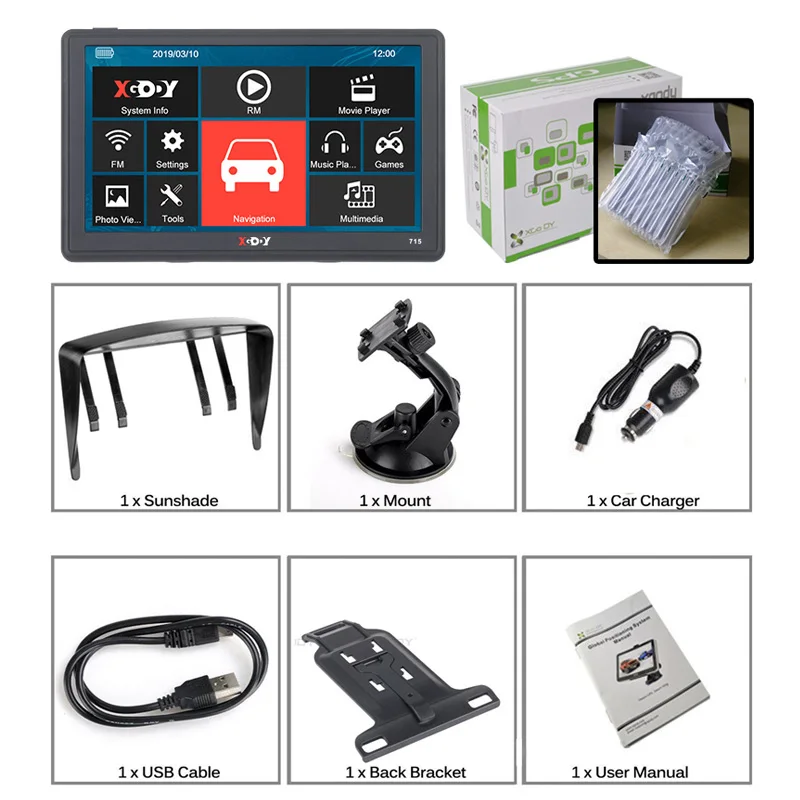 XGODY 7 &quotАвтомобильный GPS навигатор 715 грузовик сенсорный экран Sat Nav FM Bluetooth Камера