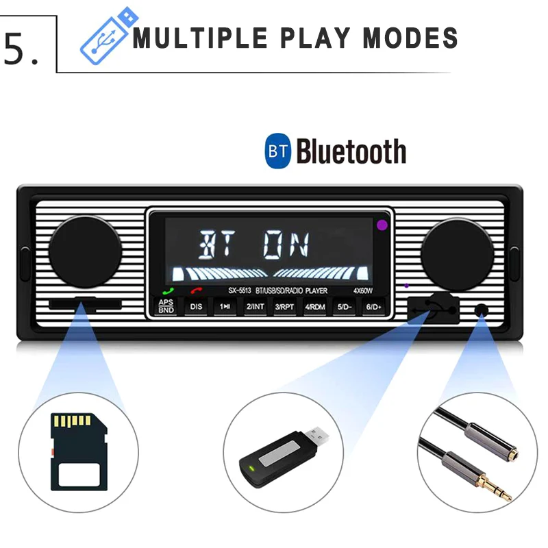 2019 Bluetooth радио MP3 музыкальный плеер USB AUX автомобильное стерео аудио FM ЖК-дисплей
