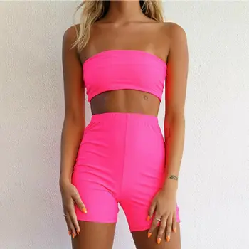 

2pcs/Set Women Bodycon Crop Top Shorts Set Tank Vest Jumpsuit Romper Set Women Bodycon Crop Top Shorts Tank Vest Jumpsuit