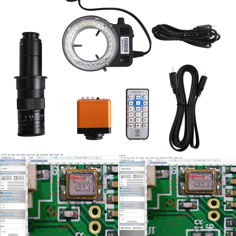 

41MP HDMI USB Industrial Electronic Digital Video Microscope Camera 100X/120X/180X/300X C Mount Lens Kit for Phone DIY Repair