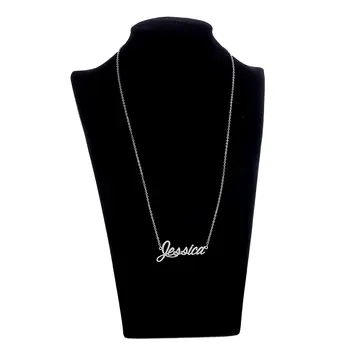 

Silver Color English Name Necklace Customized Nameplate Birthday Stainless Steel Engraving Gift Personalized Jewelry