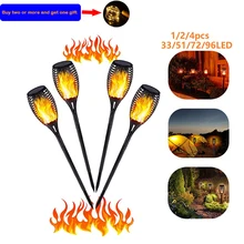 96 светодиодный водонепроницаемый мерцающий солнечный светильник с пламенем садовая лампа наружное ландшафтное украшение садовый газон