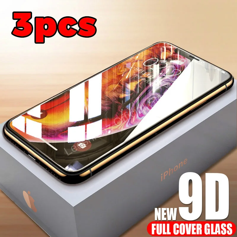 

9D 3PcsTempered Glass For iPhone 11 12 Mini Pro Max Screen Protector For iPhone X Xr Xs Max 6 s 7 8 Plus SE2020 Full Cover Glass