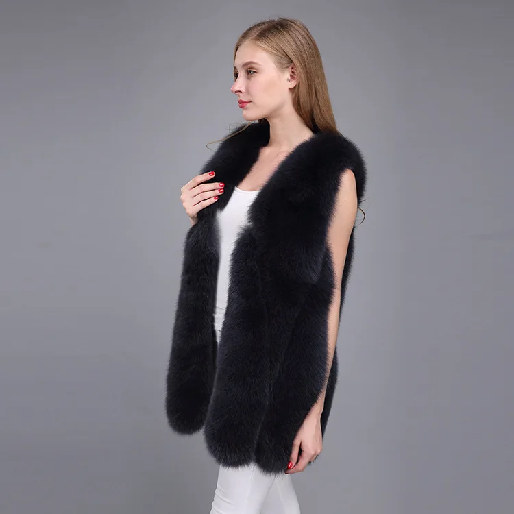 Women's jacket 2020 women's warm vest fur vest 70cm large water drop fox fur vest natural fur women's winter jacket women's vest