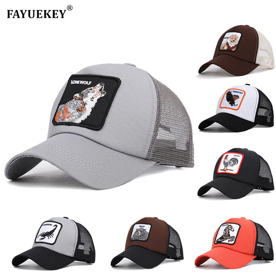 

High Quality Gorras Animales Embroidery Mesh Baseball Cap Men Women Adjustable Casual Sun Dad Hat Trucker Bone Snapback Cap