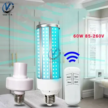 

60W UV Germicidal Lamp E27 LED Ultraviolet UVC Light Corn Bulb Ozone Disinfection Light Clean Air Kill Mites with Remote Control