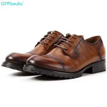 

QYFCIOUFU 2019 New formal shoes men genuine leather Male Dress Shoes Wedding Office Party Oxford Dress Shoe luxury designer shoe