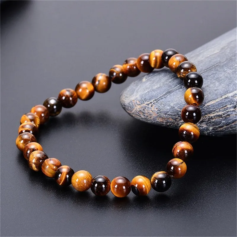 4-20 mm Tiger Eye Bracelet for Men Women Natural Stone Tiger Eye Beads Bracelet Elastic Yoga Chakra Healing Energy Jewelry Gifts
