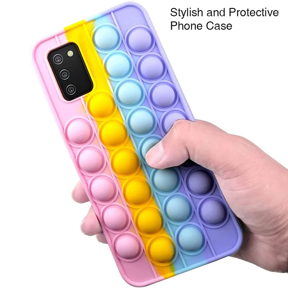 silicone case samsung Silicone Case for Samsung Galaxy A02S A02 A01 A11 A12 A21s A31 A51 A71 A32 A52 A72 A50S A70s Pop Push it Bubble Fidget Toys Case kawaii phone case samsung