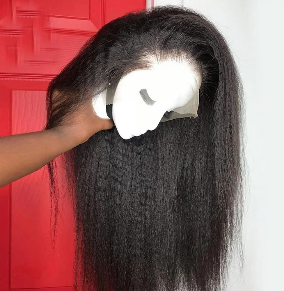 Eversilky предварительно вырезанные афро кудрявые прямые 13x4 Синтетические волосы на кружеве парики из натуральных волос на кружевной детскими волосами натуральный Hailne Remy прозрачный кружевной парик