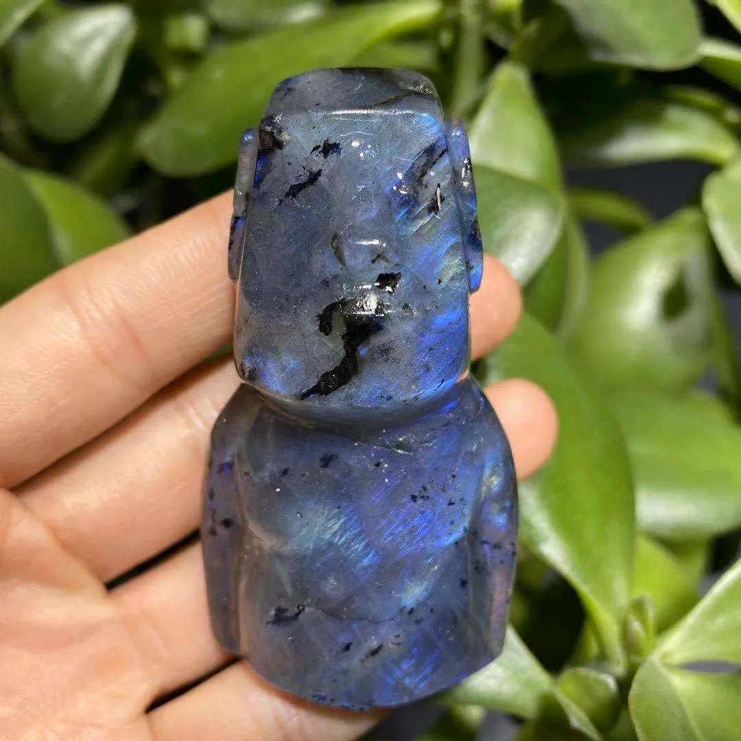 Natural crytsal human statue labradorite roman statue for home decoration
