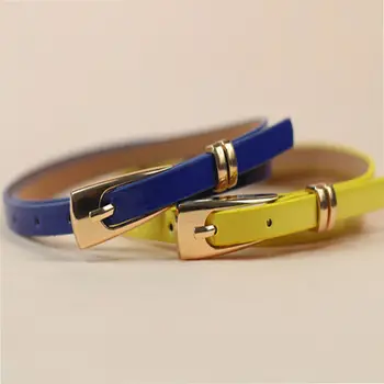 

Women's Clothing Female Thin Pu Leather Narrow Waistband Belt Women Girl Skinny Candy Color Waist Belt Jeans Dress Decoration