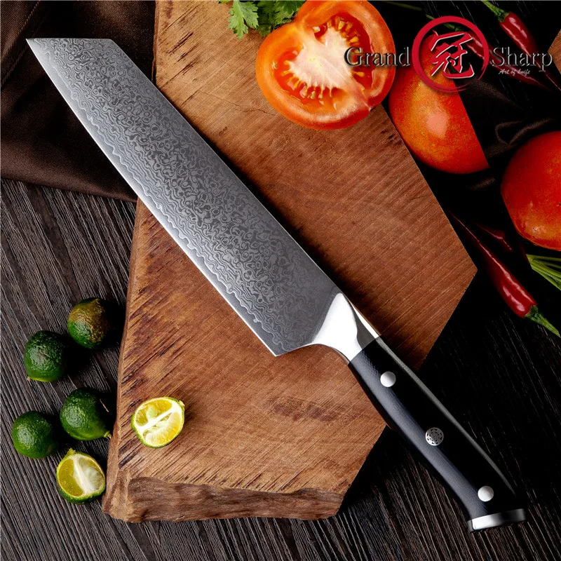 GRANDSHARP Дамасские кухонные ножи Kiritsuke Gyuto поварской нож 67 слоев японский дамасский vg10 высокий нож из углеродистой стали